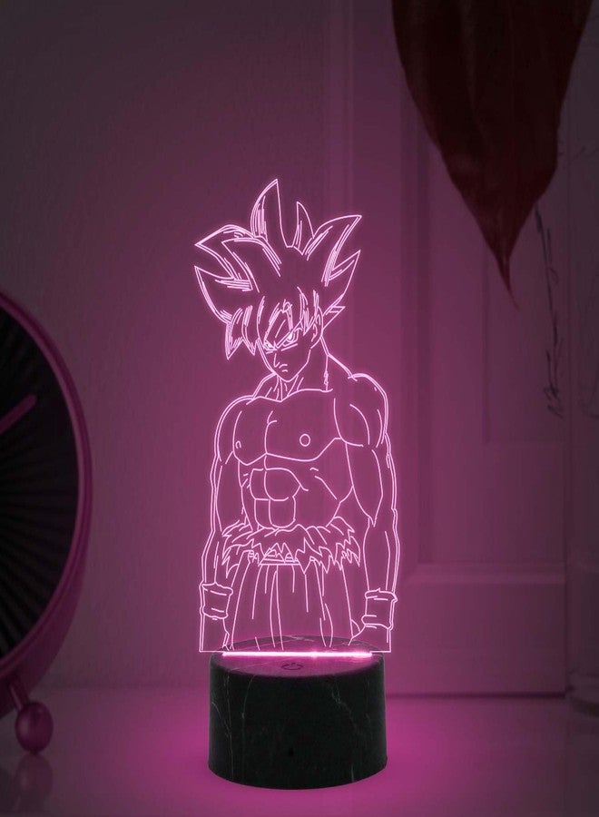 GIFTMEBAZAR مصباح طاولة LED ثلاثي الأبعاد بتصميم أنمي من GIFTMEBAZAR، مزود بإضاءة متغيرة الألوان تلقائيًا ويعمل بمنفذ USB | هدية لمحبي الأنمي | هدية عيد ميلاد لمحبي الأنمي | مصباح ديكور منزلي مستوحى من الأنمي (DragonBallZ369 (Goku)) - Image 3